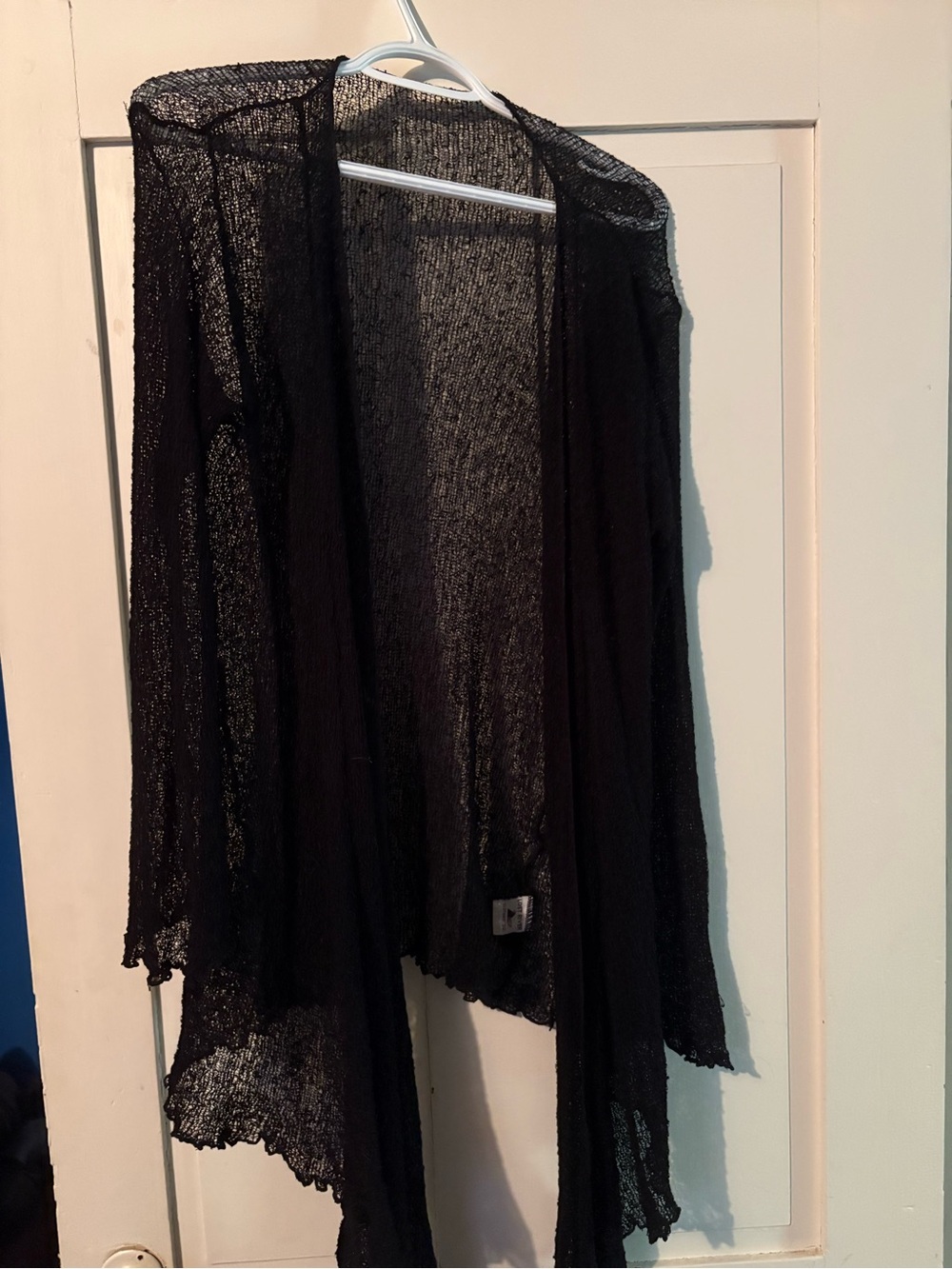 Sheer Open-Front Black Women's Cardigan